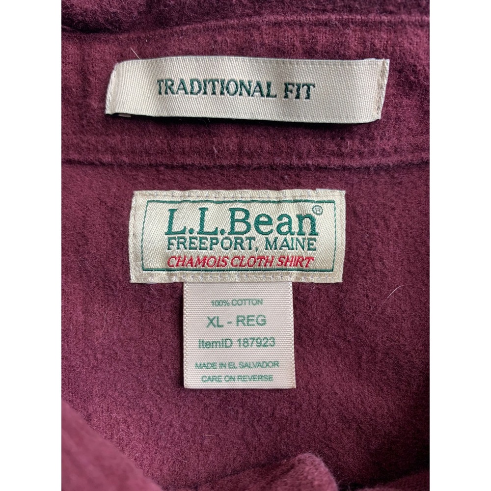 L.L. Bean Traditional Fit Chamois Cloth Shirt Men's XL REG Burgundy Flannel‎ vTG - Picture 11 of 16
